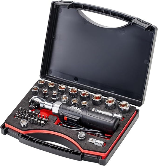 BEX 3/8 45pcs set USB mini electric ratchet electric ratchet wrench portable ratchet wrench Rechargeable light torque