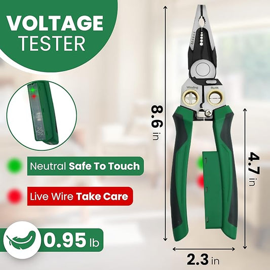 8 in 1 wire stripper with voltage tester and crimper electrician tools, herramientas electricas wire stripper, wire cutters and electrical tester, para electricista