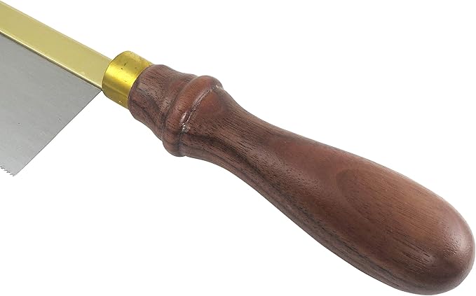 Thomas Flinn Pax 6 Inch Flush Cutting Saw, Solid Rolled Brass Back, 20 TPI, No Set, 1 Inch Wide Plate, Walnut Handle