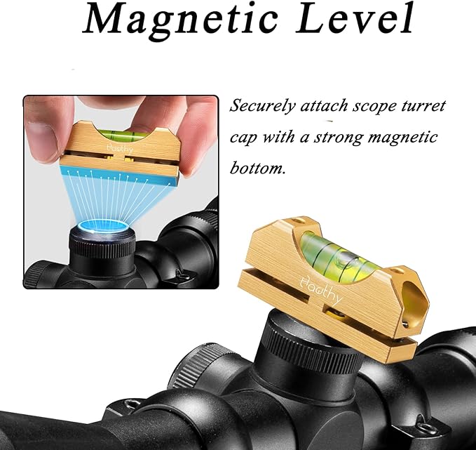 Hawthy Scope Leveling Kit Scope Bubble Level Scope Mounting Level with Magnetic Reference Level(Gold)