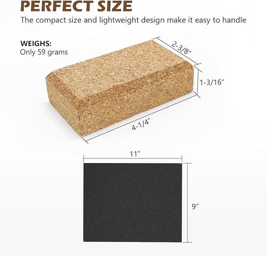 SCOTTCHEN Cork Sanding Block, Cork Punching Pad,Cork Sewing Block 8 Pack,with Sanding Paper 8 Pcs竊똇and Sanding Tool for Woodworking, Furniture Repair, Leather Craft
