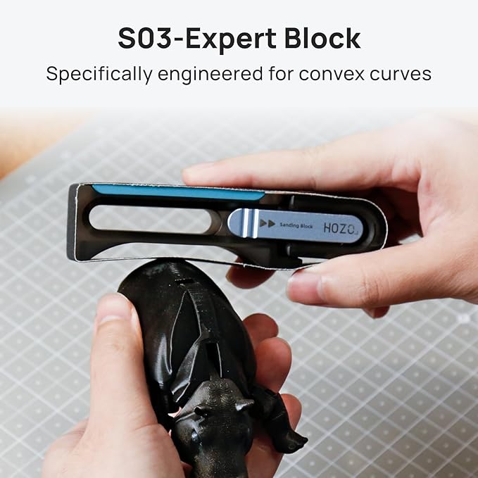 HOZO NeoBlock Sanding Block Set ??1 Magnetic Handle + 3 Swappable Heads (Basic, Pro, Expert) with 6 Grit Belts (120/180/240/400/600/800), Supports Wet Sanding, Quick-Swap for 3D Printing & DIY Project