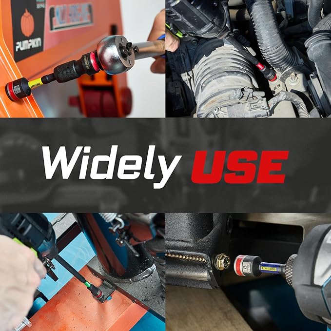 Impact Nut Driver Set, 10 Pieces 2.56???쒵ong 1/4??/16??/8??/16??1/2?? Point Alloy Steel Magnetic SAE Nut Setter Set Use For Require Installing 1/4 Hex Shank Impact Driver with Case Box