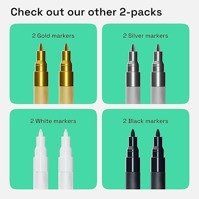ARTISTRO 2 Black Acrylic Paint Markers - 0.7mm Extra Fine-Tip Paint Pens - Perfect for Crafting, Art Projects, & More