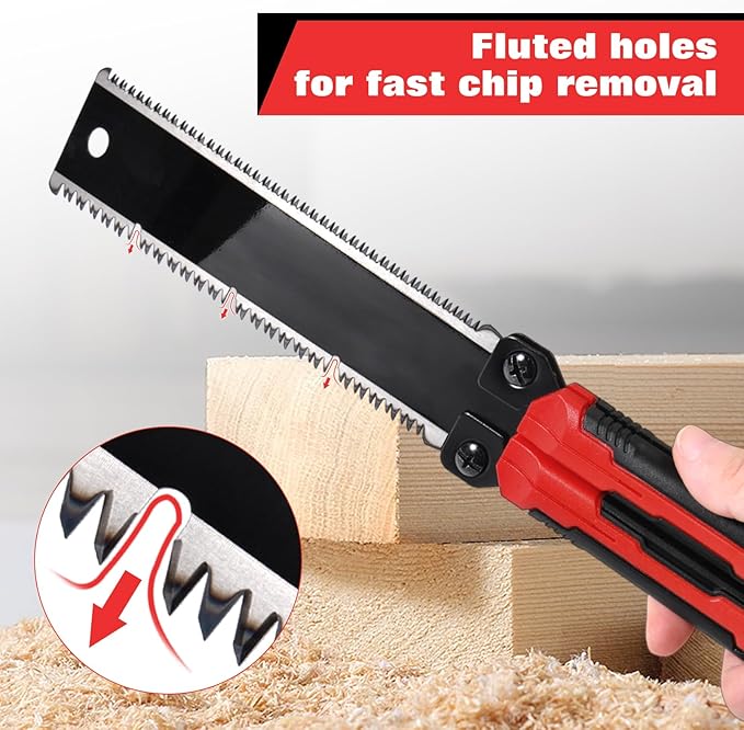 8-Inch Folding Japanese Pull Saw, Double-Edged Hand Saw with SK5 Blade(13/14 TPI), Pocket Camping Saws with Portable Pouch & Brush, Woodworking Flush Cut Pruning Saws for Hard/Soft Wood