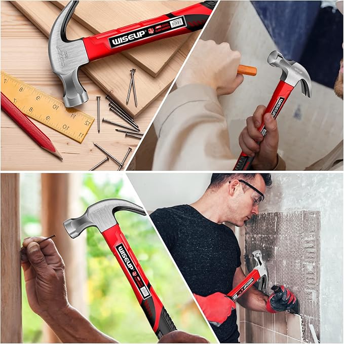 WISEUP Hammer and nails Set 560pcs Wall Nails & Finish Nails For Hanging Pictures Small Hammer Set 8oz Tape Measure 10ft Basic Woodwork Tool Kit For Home Decor,Wood Craft,Household DIY Supplies