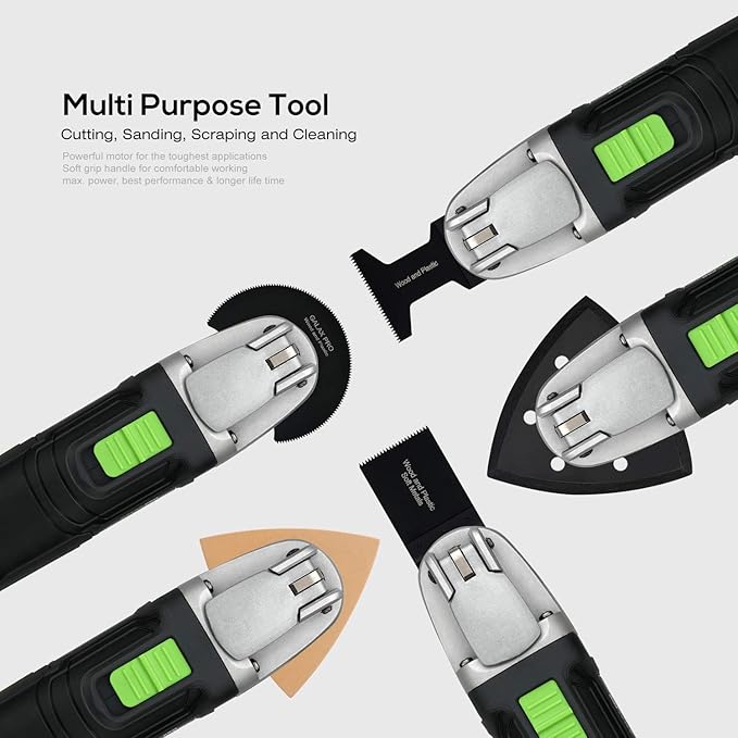 GALAX PRO 2.4Amp 6 Variable Speed Oscillating Multi-Tool Kit with Quick-Lock accessory change, Oscillating Angle:3째, 28pcs Accessories and Carry Bag