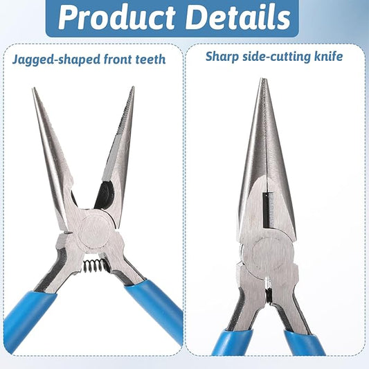 Needle Nose Pliers Serrated Jaw Pliers 5" Precision Long Nose Plier Jewelry Plier Tools for Jewelry Making Electronics Repair Object Grasping Craft Making