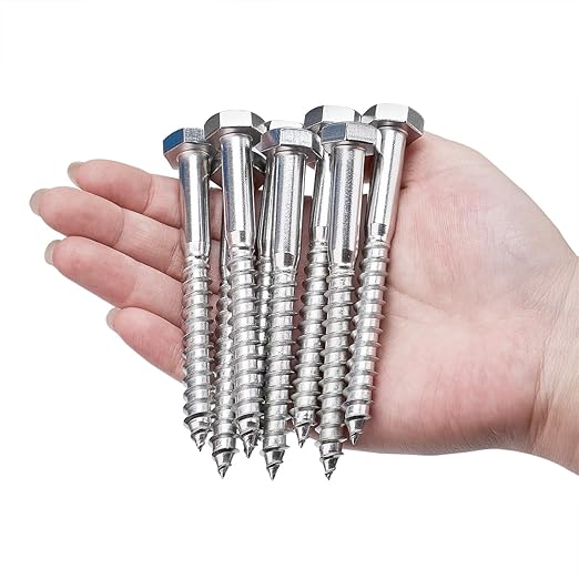 20 Pcs M10x4 Inch Hex Head Lag Screws 304 Stainless Steel 18-8 Exterior Use Lag Screws for Large Outdoor Engineering Projects Outdoor Platforms, Large Fences