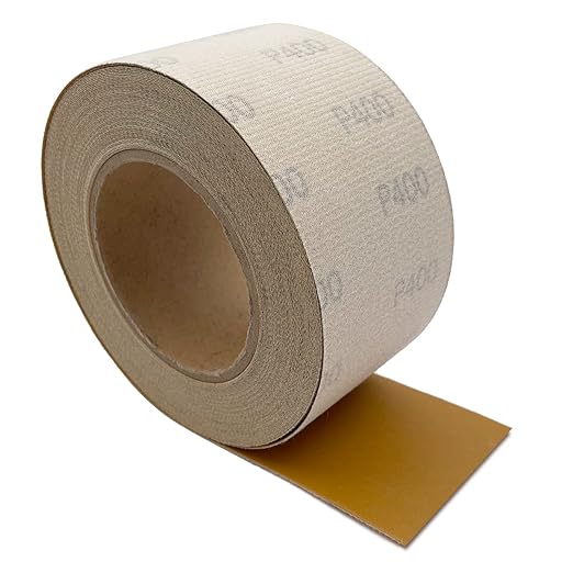 400 Grit Hook and Loop Sandpaper Roll, 2-3/4" X 20 Yard Aluminium Oxide Hook-and-Loop Backed Sand Paper Emery Cloth for Wood Furniture Finishing Metal Sanding Polishing and Woodworking