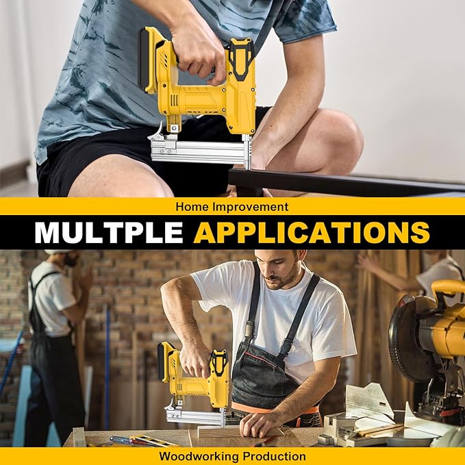 18 Gauge Cordless Brad Nailer for Dewalt 20V Battery (No Battery), 2-in-1 Battery Powered Nail Gun/Staple Gun with 2000 Nails for Wood Carpentry, DIY & Home Improvement