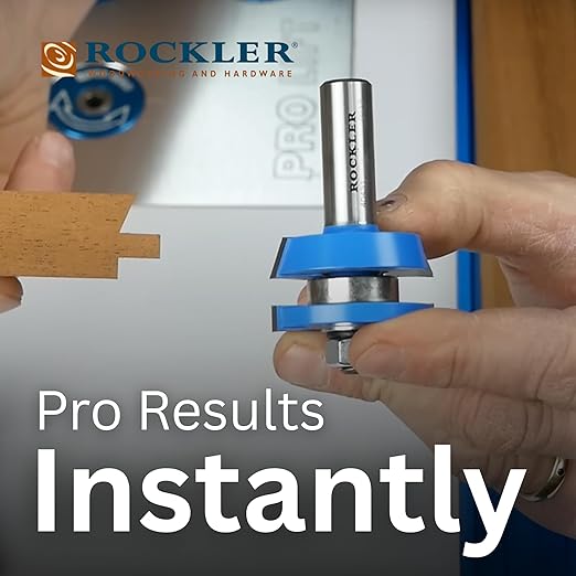ROCKLER Shaker Rail & Stile Router Bits 1/2 Shank (Set of 2) Precision Balanced Cutter for Smooth Operation - Cabinet Door Router Bits for Stick Joints