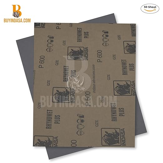 Indasa 50 PCS 9x11??Wet & Dry Sandpaper Sheets, 220 GRIT, Clog-Resistant Abrasive for Wood, Metal, Auto, Paint & Clear Coat Finishing, Sand Paper Aluminum Oxide, Plusline