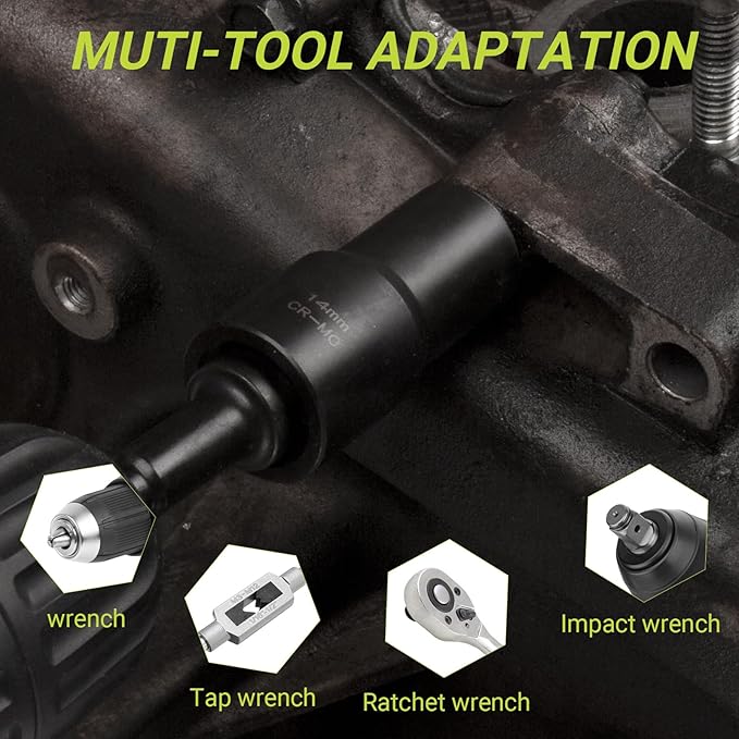 Lug Nut Extractor Twist Socket Set, 13 Pieces Wheel Lock Removal Kit, for Removing Damaged, Frozen, Rusted, Nuts & Screws, Cr-Mo Steel