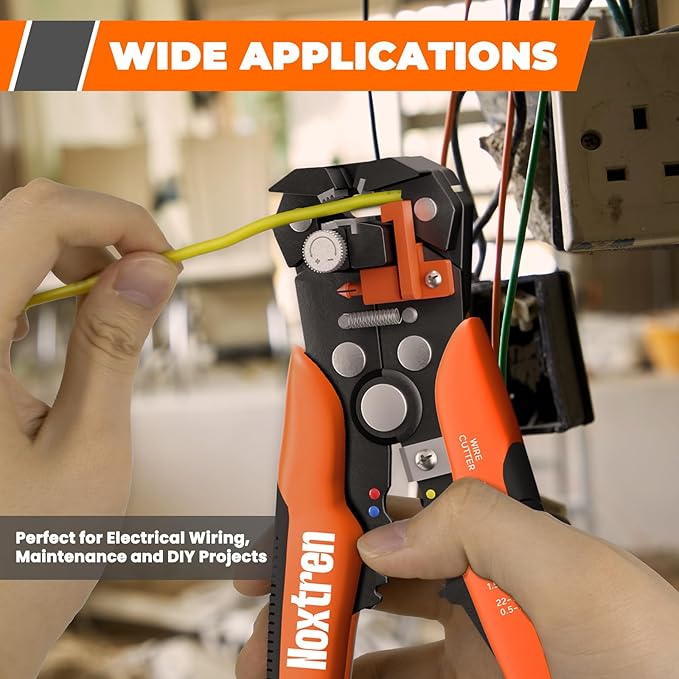 Noxtren Wire Stripper and Crimping Tool, AWG 24-10 Self-Adjusting Stripper Tool with AWG 22-10 Ratcheting Wire Terminal Crimper for Heat Shrink Wire Connectors
