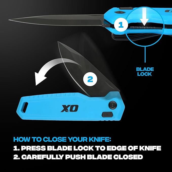 OX Pro Pocket Folding Knife with Stainless Steel Blade and Liner Lock EDC - Metal Body and Belt Clip for Jobsite Utility OX-P226301