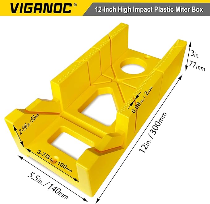 12-Inch High Impact Plastic Miter Box, 3 Way Action Hacksaw Miter Box for Woodworking, DIY, Home Decoration