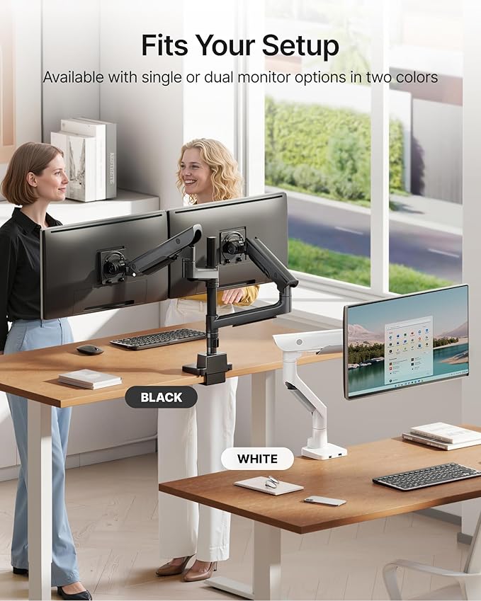 monTEK Sleek Aluminum Monitor Arm for 17??7??Ultrawide Screens up to 59.4 lbs, USB 3.0 A/C, Heavy Duty Dual Monitor Arm Desk Mount, Pneumatic Lift, Quick-Release Plate, Clamp/Grommet, max VESA 100x100