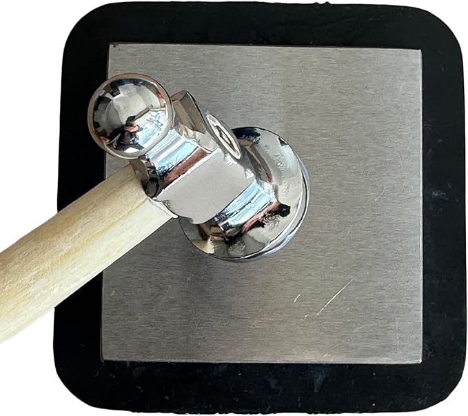 Steel Bench Block with Wooden Handle Hammer Set, Jewelry Stamping Making Tools for Crafting