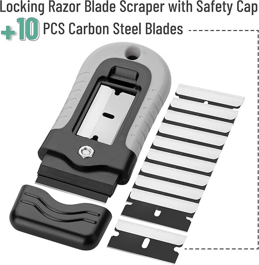 Bates- Razor Blade Scraper, Razor Scraper Set with 10 pcs Extra Blades, Window Scraper Tool, Glass Scraper Blades, Blade Scraper, Razor Blade Scraper Tool, Razor Scraper Tool
