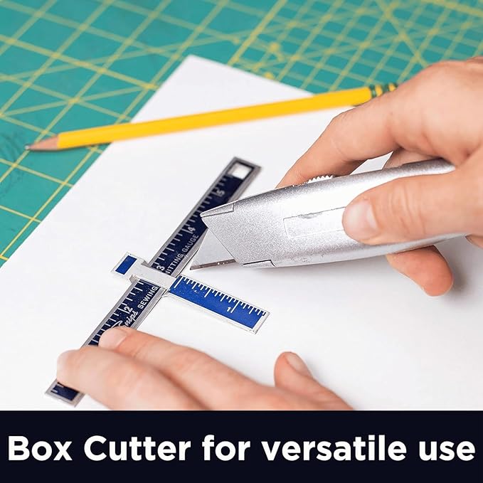 INTERNET'S BEST Premium Utility Knife | Retractable Box Cutter with Metal Handle | Heavy-Duty Cutting for Cardboard, Carpet, Plastic | Retractable Blade | Includes 1 Razor Knife & Extra Blades