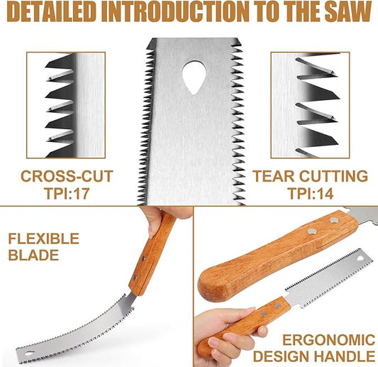 Japanese Hand Saw 2 Pack ,6 Inch Double-Edged Pull Saw with 14/17 TPI SK5 Steel Blade – Sharp Teeth & Comfort Wood Handle for Precision Woodworking Tools