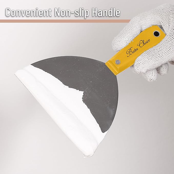 Bates- Putty Knife, 6 Inch, Carbon Steel, Yellow, Flexible, Metal Scraper, Drywall Spackle Knife, Metal Paint Scraper Tool, Putty Knife Scraper, Wall Scraper