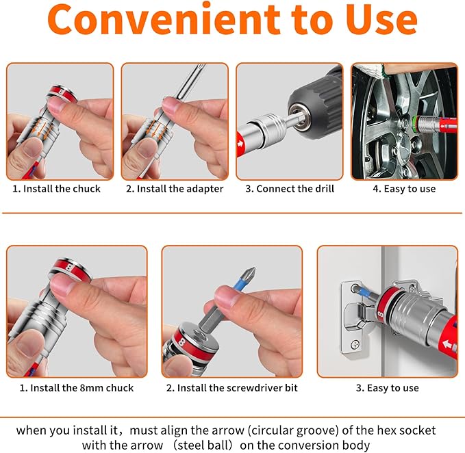 ENERTWIST 19Pcs Metric Hollow Nut Driver Set, 5-Inch Extended Reach Hollow Shaft for Long Bolts, 3-in-1 Adapters for Impact Drill/Wrench/Hammer, 7 Nut Drivers & 8 Screwdriver Bits