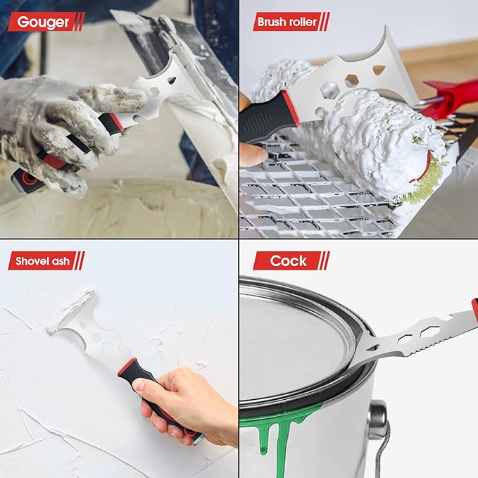 DEKEones Paint Scraper Tool, Stainless Steel 14-in-1 Painters Tool, Heavy Duty Multi-Purpose Filler Tool for Painting, DIY - Professional Paint Remover