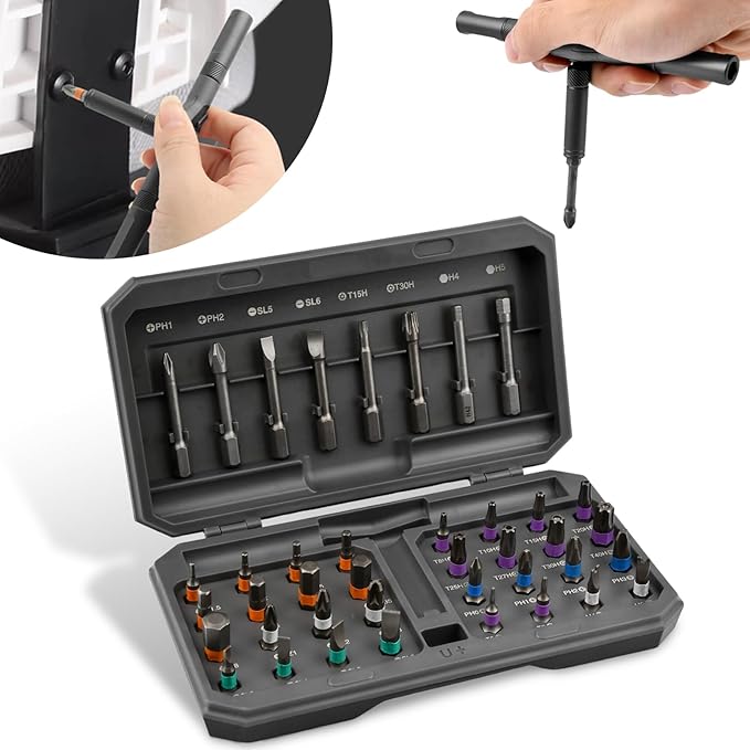 42 in 1 Magnetic Screwdriver Set, 40pcs Bit Magnetic Drive with Ratchet Handle, DIY Ratchet Screwdriver Set Precision Repair Tool Kit for Home, Computer & Bicycle DIY