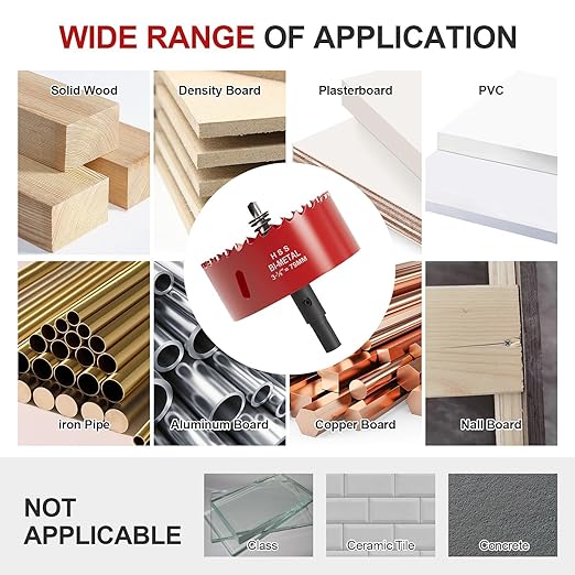 3-1/8" (79mm) Bi-Metal M42 High Speed Steel Hole Saw with Pilot Drill Bit, Smooth Cutting Edge for PVC, Drywall, Wood, Plastic, Gypsum Board, Rubber, Thin Metal