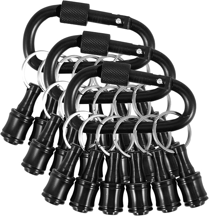 18Pcs Keychain Bit Holder 1/4inch Hex Shaft Screwdriver Bit Holder Portable Extension Bar Keychain Screw Adapter Aluminum Alloy Drill Extension Bit Holder with 3 Carabiner for Screw Driver