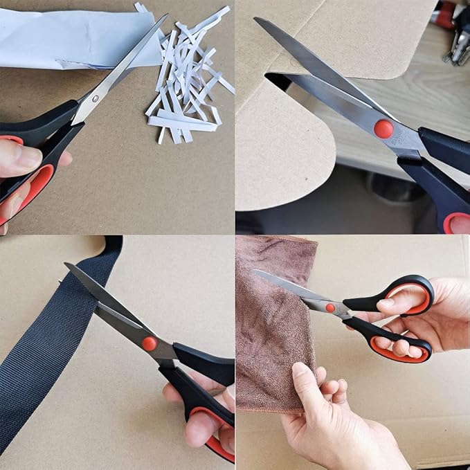 Scissors, Multipurpose office Scissors,8.5 Inch Ultra Sharp Shears, Comfort-Grip Handles Household scissors竊똕turdy Sharp Craft Supplies - Pack of 5, Right/Left Hande