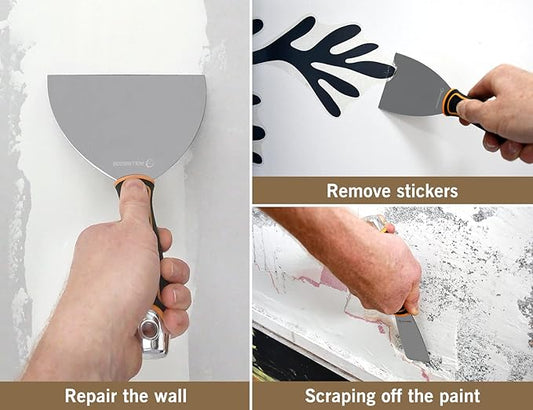 ROLLINGDOG Putty Knives - Putty Knife Scraper,Putty Knife Set for Paint Scraper,Drywall Repair Mud Knife and Wallpaper Stripping,Pack of 3 (1.5" 3" 6")