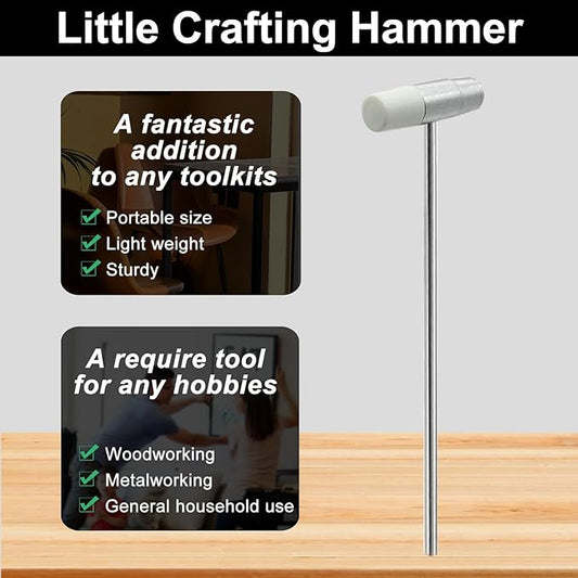 Lightweight Small Hammer, Plastic Head and Metal Head, Compact Craft Hammer for Small Projects, Jewelry, Watch, Tuning, Woodworking, DIY, Leather, 3 Pcs