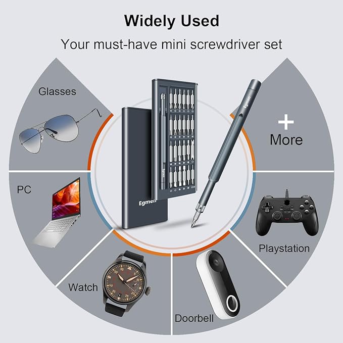 Small Screwdriver Set, 49 in 1 Mini Screwdriver Set with Torx, Phillips, Flat Head, Hex and More, for Jewelers, PC, Glasses, Laptop, Ring Doorbell, Watch, Repair Precision Screw Driver Set Kit