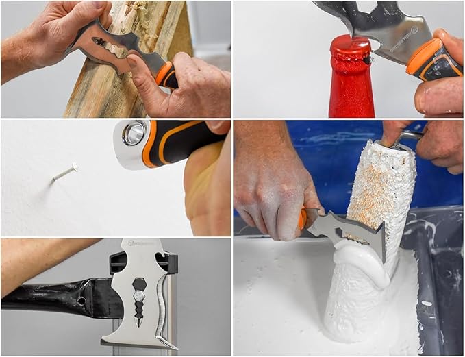 ROLLINGDOG 5 PC Drywall Repair Knife Set - Include Putty Knife Needed for Drywall Work (1.5" Stiff Blade Scraper, 1.5" Pry Bar, 14-1 Mutil Painter's tool,3" and 6" Flexible Putty Knife)