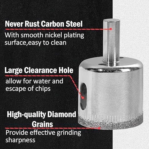 Vivicreate 10 pcs Diamond Drill bits Hole Saw Set kit for Glass Ceramic Tile Porcelain Marble Granite Stone Cutting Drilling Tool Glass Hole Cutter Ceramic brocas para Ceramica Broca para vidrio