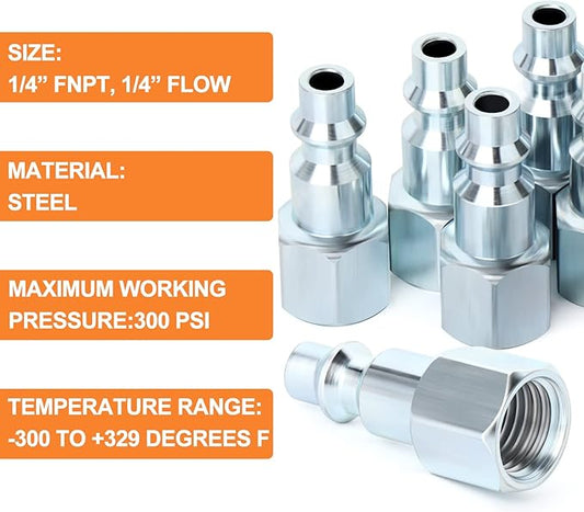 GASHER 1/4-Inch NPT Female Industrial Air Plug, Pneumatic Plugs 300PSI (30-Pack)