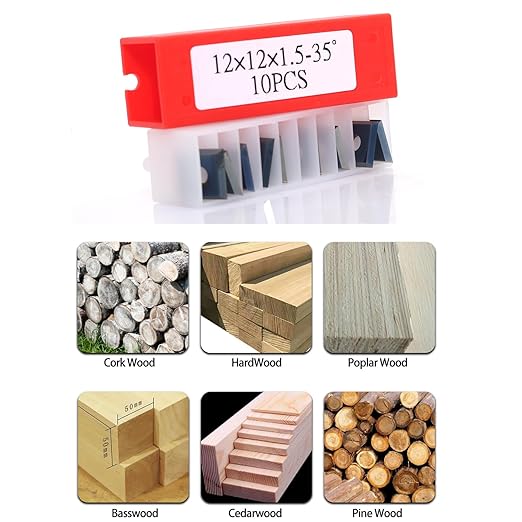 10PCS 12x12x1.5mm(Thickness) DLC Coated Carbide Inserts Cutters for Slab Flattening Router Bit, 4-Cutting Edge(Reversible), Standard Square Blade for Surfacing Router bit, Cutting Sharper