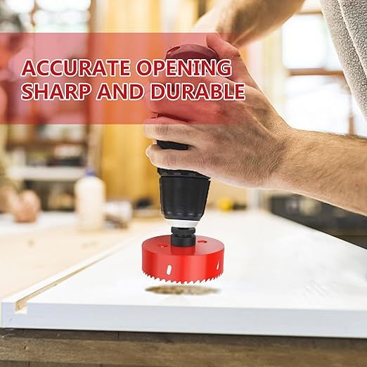 4-5/16"訝?10mm Hole Saws with Heavy Duty Arbor HSS Bi-Metal Hole Cutter Drill Bit for Wood Cornhole Boards Plastic Drywall Metal Fiberboard(Red)