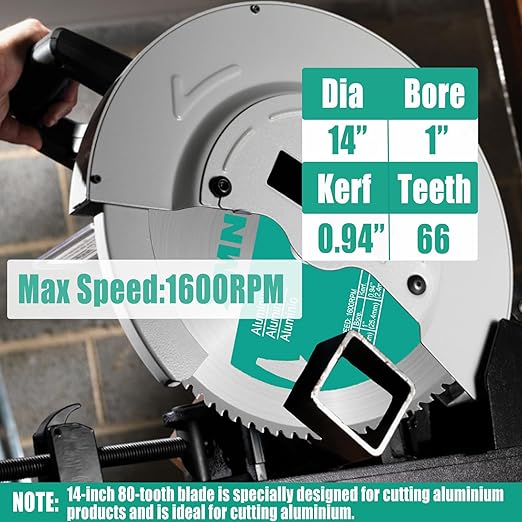 14 Inch 80 Teeth Aluminium Cutting Blade,Replacement for Evolution 14 Inch 80 Teeth Aluminium Cutting Blade,Compatible with Evolution S355CPSL,S380CPS,EVOSAW380,Dewalt DW872 and Other Cutting Saws