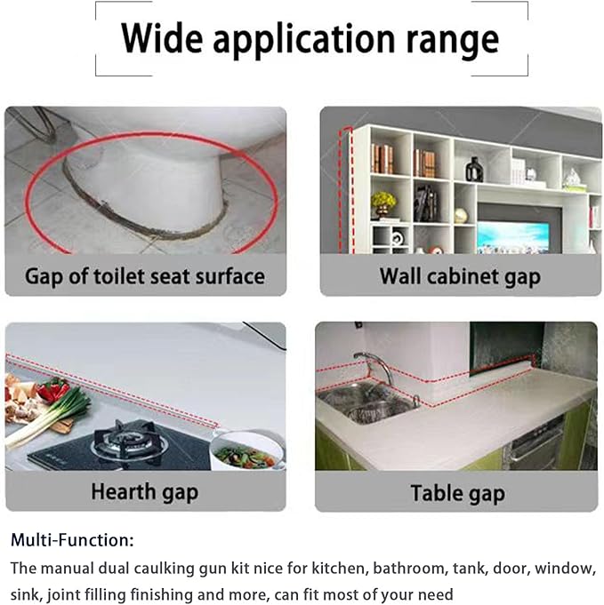 Dual Caulking Gun for 400 mL / 13.5 fl oz, Double Cartridge Epoxy Gun, 28:1 Thrust Ratio, Hand Manual Black Panel Bond Adhesive Caulk Gun (1:1 Mix Ratio)