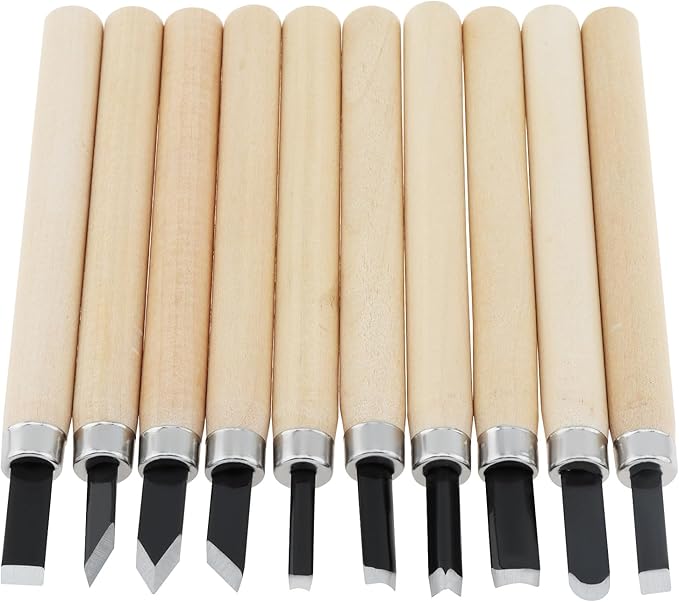 OriGlam 10pcs Professional Wood Carving Chisel Set - Carbon Steel Woodworking Tools, Power Grip Chisels Great for Carving and Woodworking