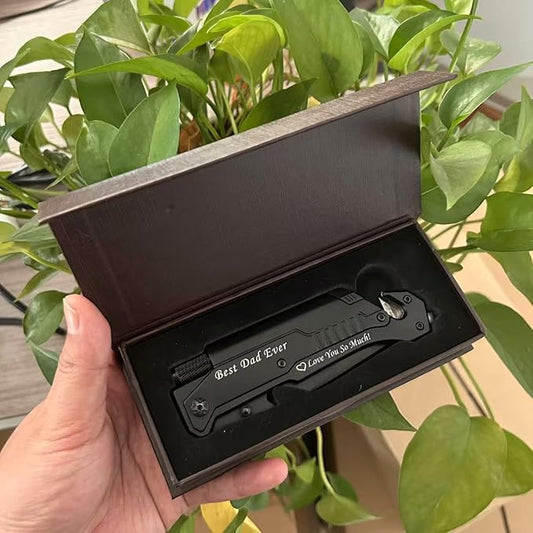 ALBATROSS Personalized Custom Engraving 6-in-1 Multifunctional Folding Pocket Knives with LED Light,Seatbelt Cutter,Glass Breaker,Magnesium Fire Starter,Bottle Opener