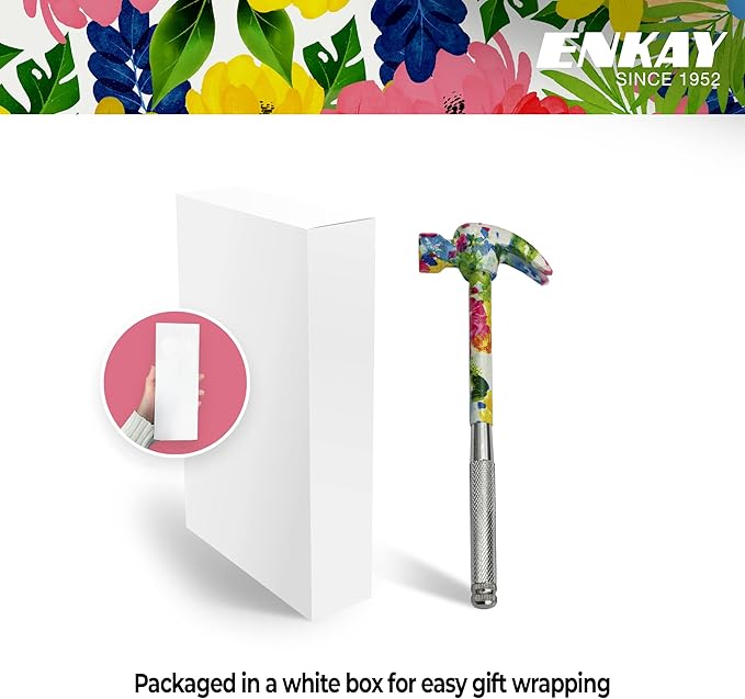 ENKAY - 6 in 1 Floral Hammer and Screwdriver, Multifunction Claw Hammer Tool with Flower Print (Pattern 1)