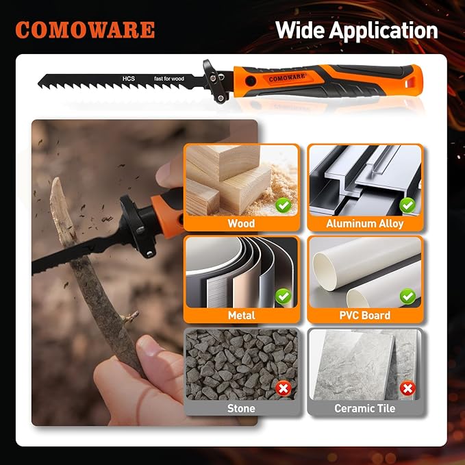 COMOWARE File & Handsaw Set, 3 Saw Blades & 12 Diamond/Needle Files, Quick Change Mechanism Metal Flies Tool Portable Case for Woodworking DIY Model Crafting Plastic Cutting Tools