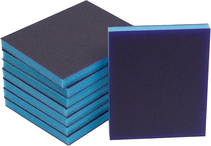 BokWin 16Pcs Sanding Sponge 120 Grit/ 220 Grit Sanding Blocks, Washable and Reusable Sand Sponge Kit (Assortment Grade, 8Pcs 320-400 Grade, 8Pcs 800-1000 Grade)