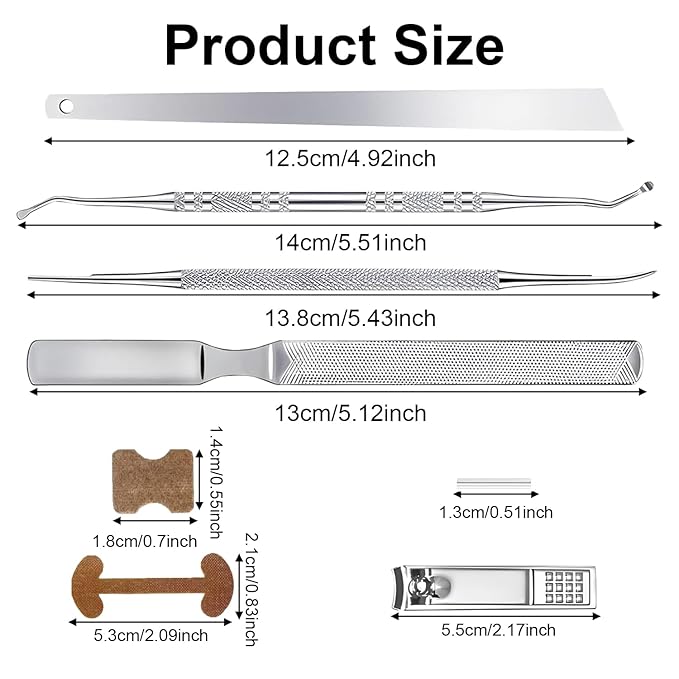 Ingrown Toenail Corrector Set with Correction Strips, Professional Ingrown Toenails Pedicure Tool Set, Painless File and Lifter Pedicure Tools Pedicure Tools, Ingrown Nail Tool for Women Man