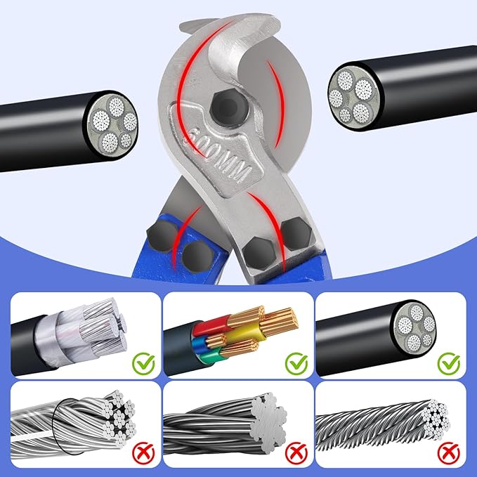ZrgGea Cable Cutters 18 inch, Industrial-Grade Heavy-Duty Cable Cutter, Forged from T8 Alloy Steel, HRC56, Sharp Cutting. Suitable for Cutting Copper and Aluminum Core Cables, Blue